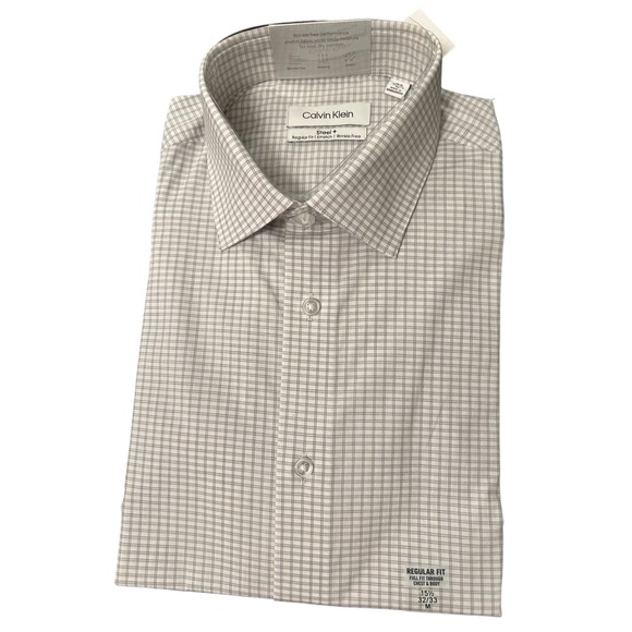 CALVIN KLEIN Men's Steel Regular Stretch Wrinkle-Free Dress Shirt - Size M m1614 - Picture 1 of 6